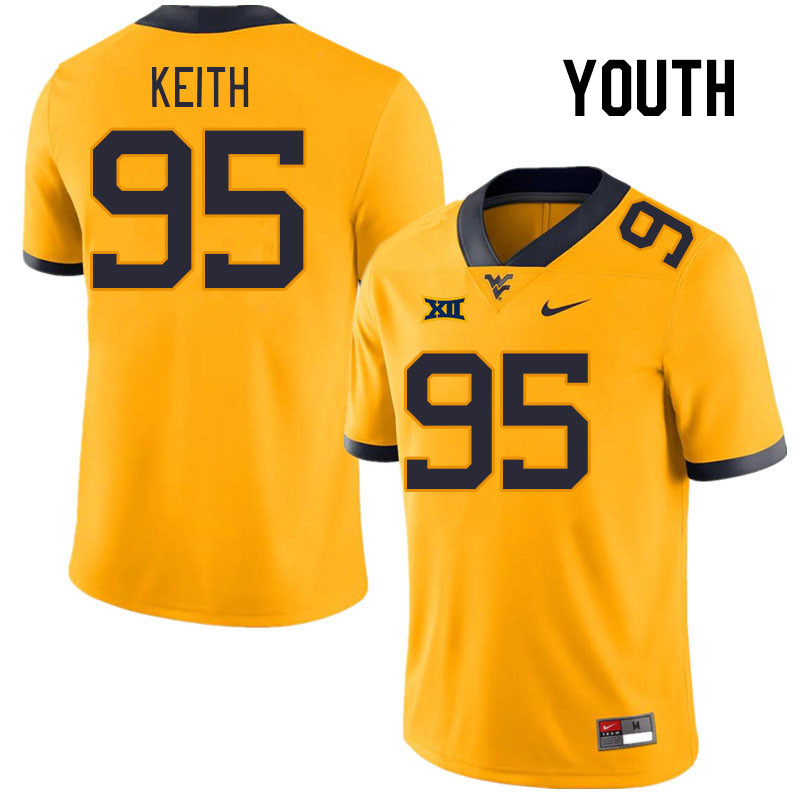 Youth #95 Zachariah Keith West Virginia Mountaineers College Football Jerseys Stitched Sale-Gold